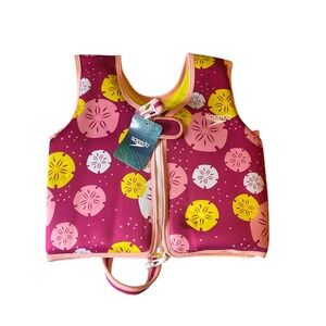 Speedo Swim Vest Learn to Swim Puddle Jumper PFD Size 4-6 Years Pink Sand Dollar